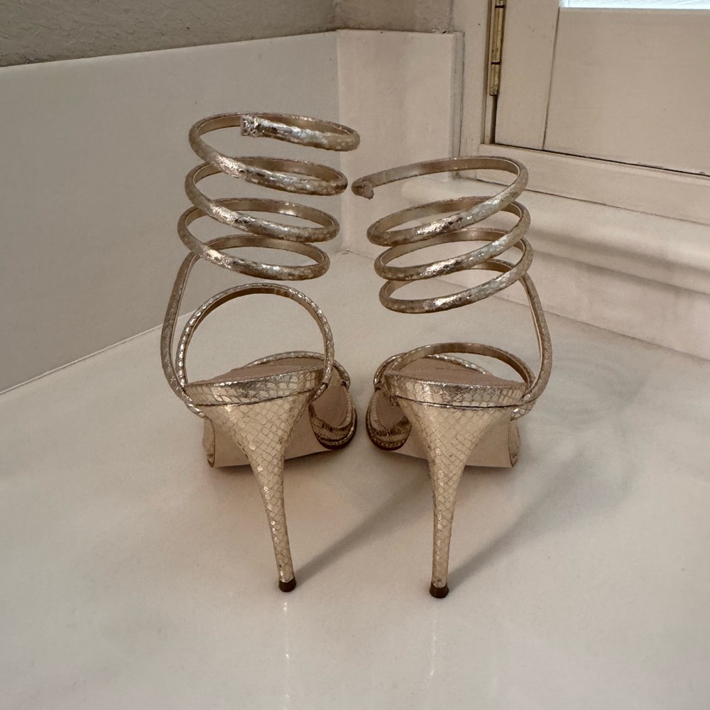 Steve Madden Women's Spiral Strap Heels - Shimmering Gold 8.5 - Picture 6 of 9
